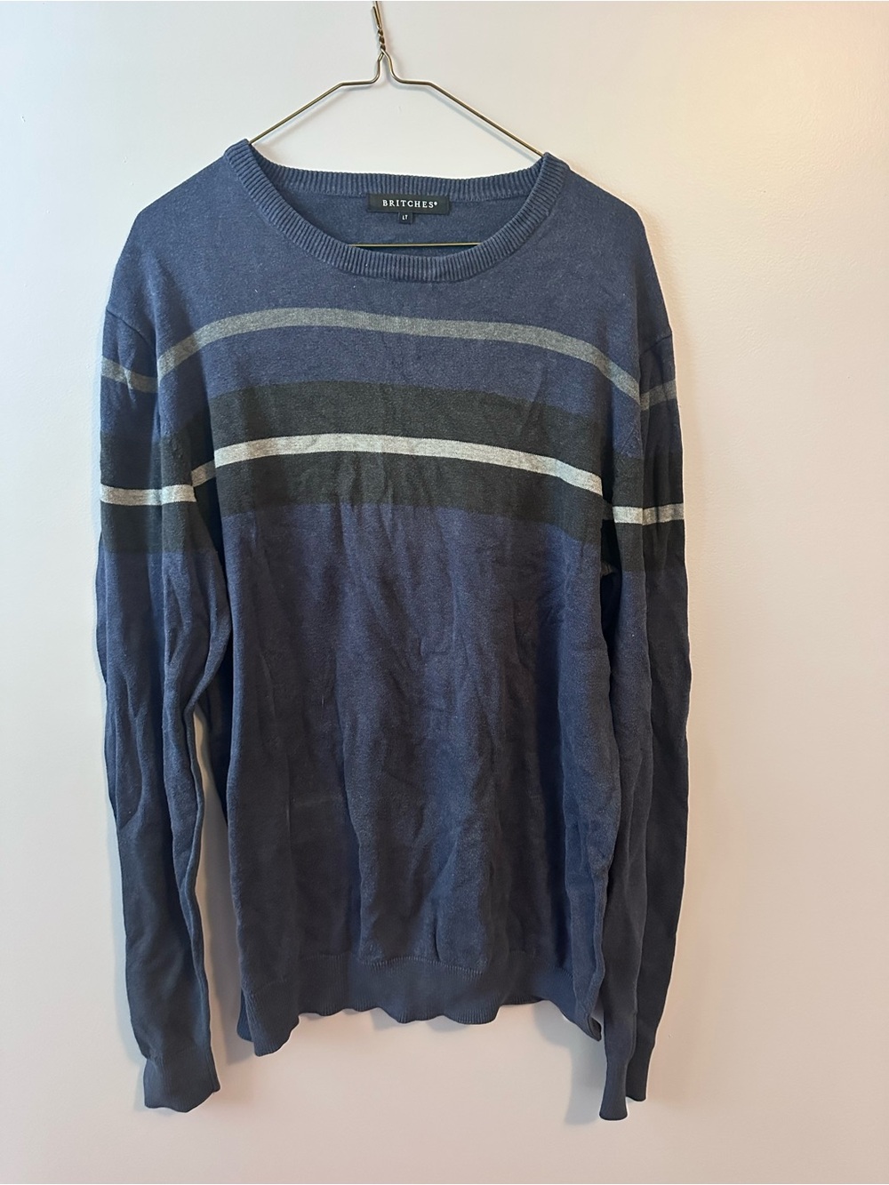 BRITCHES Navy Striped Crewneck Sweater